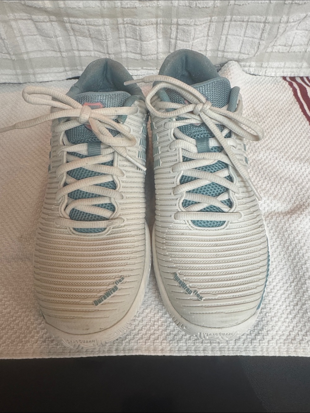 K-Swiss Women's Hypercourt Express 2 Athletic Sneakers in Cream and Light Blue